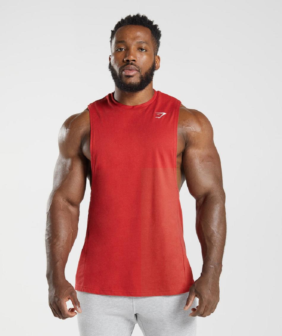 Camiseta Tirantes Gymshark React Drop Arm Hombre Rojas | CO 3159YXF